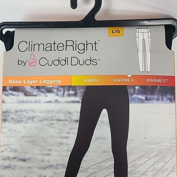 NEW Cuddl Duds Plush Warmth Climate Right Black Leggings Soft Stretchy Sz L - Picture 2 of 6